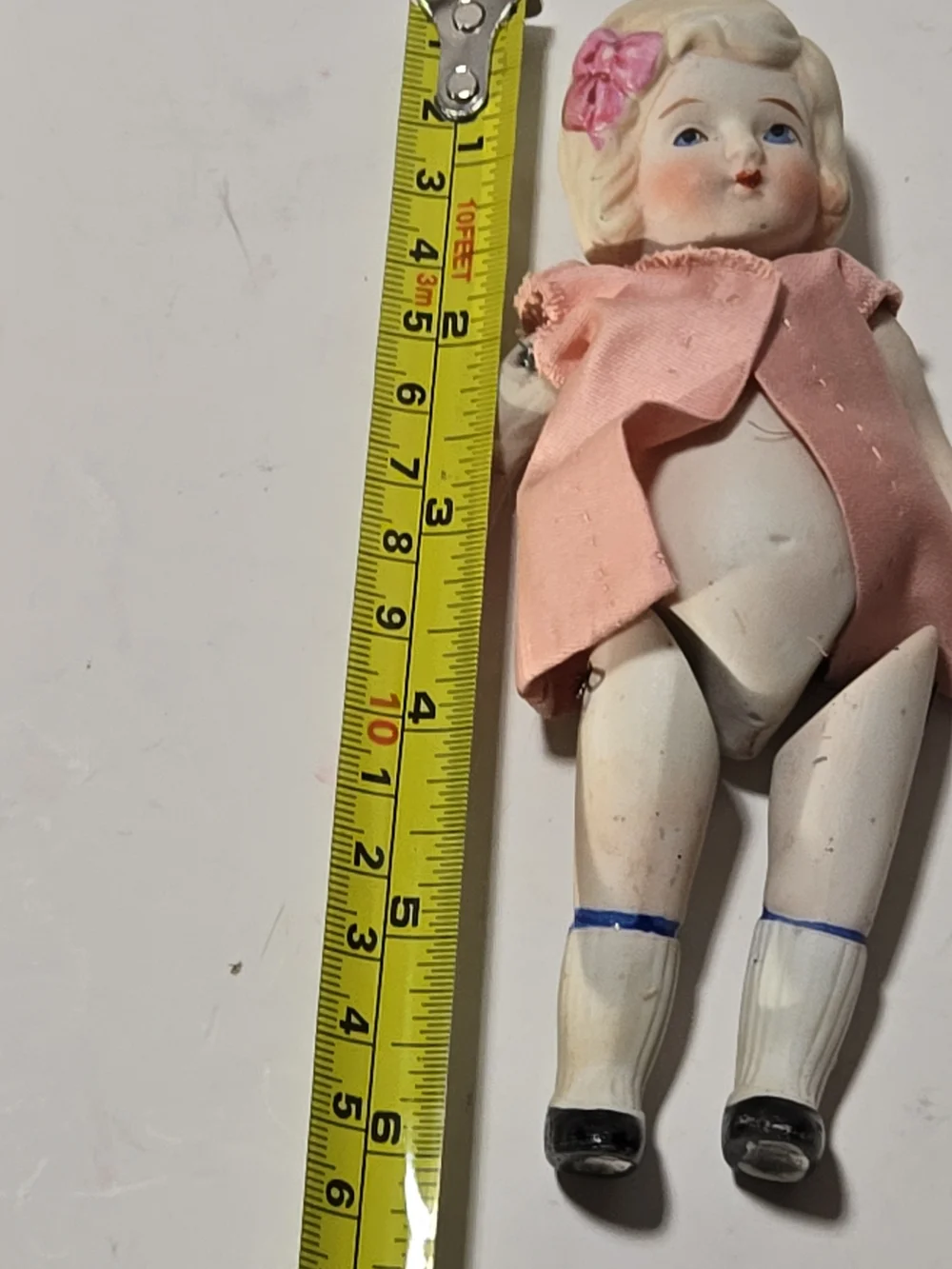 Vintage Porcelain Doll with Pink Outfit - Kids Toy Japanese